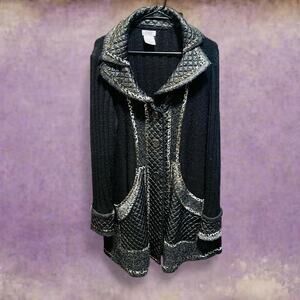 Multi textureprint mohair cardigan